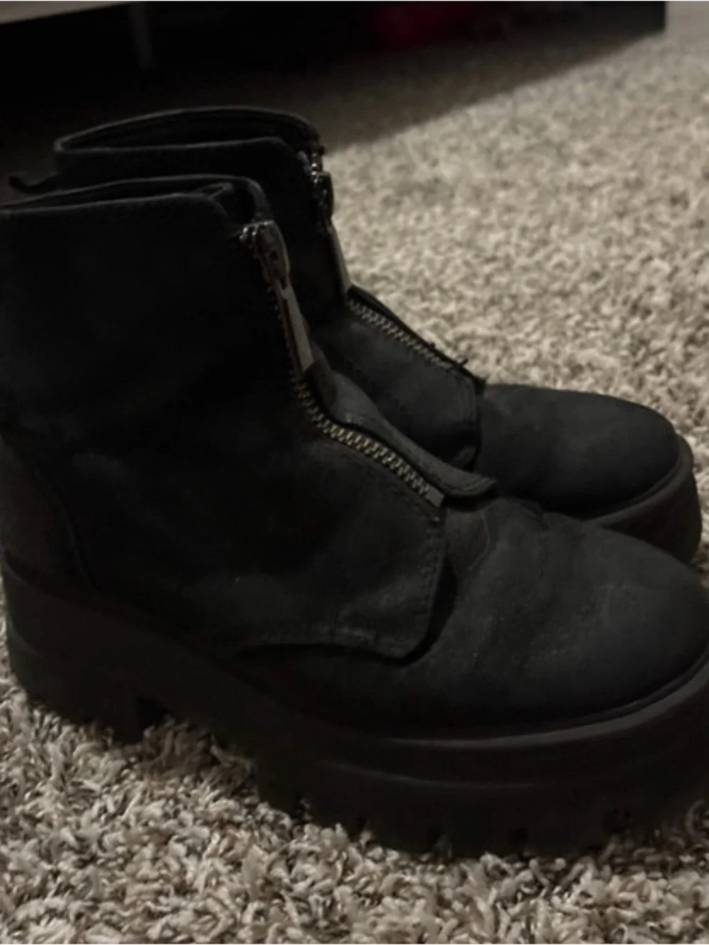Gianni Bini Black Front-Zip Platform Ankle Boots